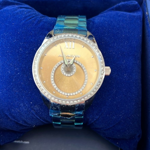 NIB ARAGON Ronda 762 A215 Star Halo Swarovski Crystals Stainless Steel - Picture 1 of 9